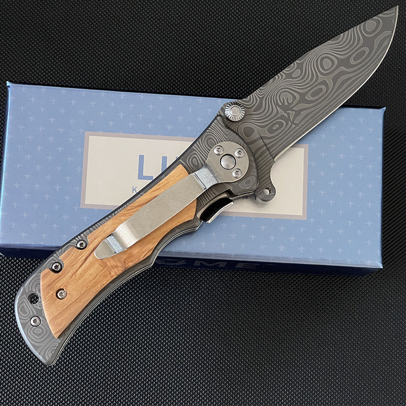 Liome 339 Damascus Pocket Folding Outdoor EDC Tool