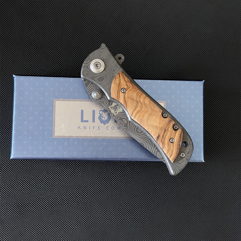 Liome 339 Damascus Pocket Folding Outdoor EDC Tool