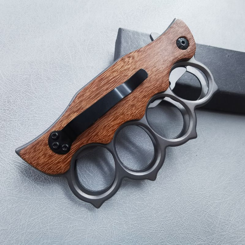 Wooden Handle Folding Outdoor Pocket Four Holes EDC Tools