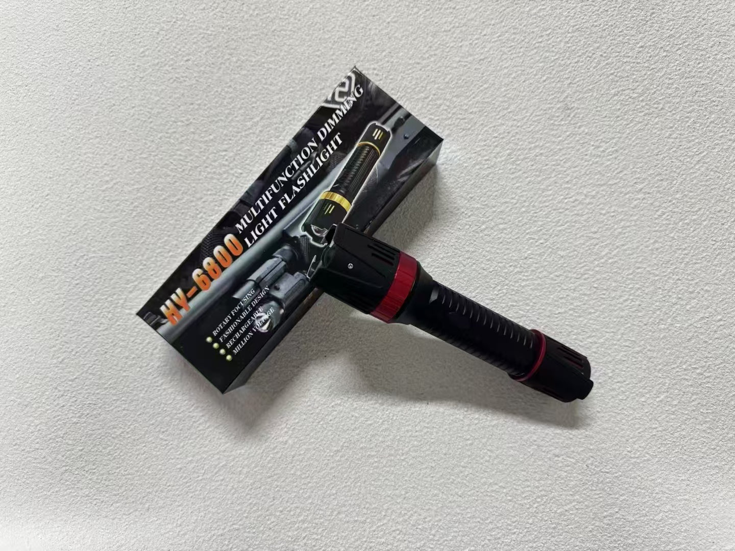 🔥6800 Black and Red Self-Defense Flashlight