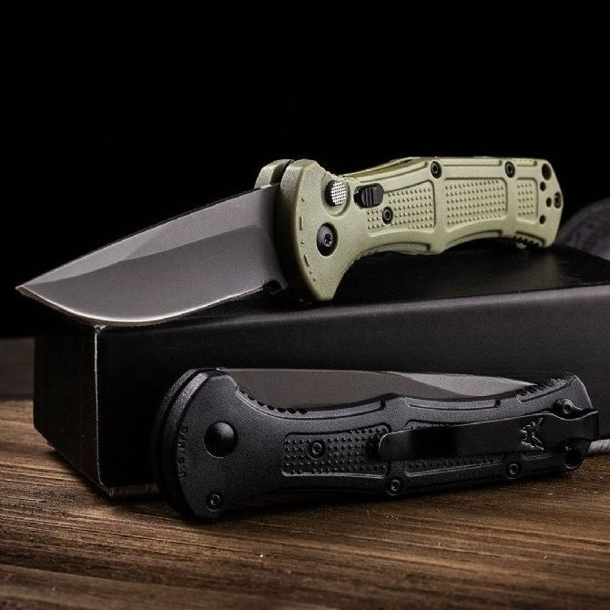 BM9070 Nylon Fiber Handle CNC Water-milled Gray Titanium-plated D2 Steel Outdoor Portable Tool