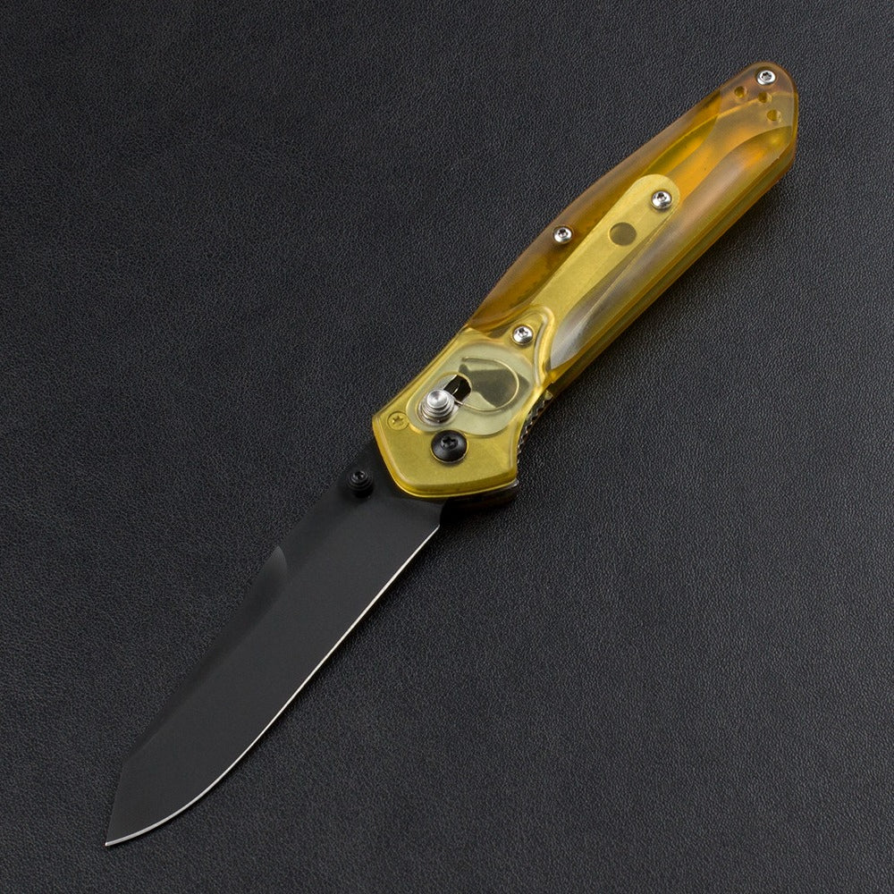 BM940 Transparent Yellow Handle D2 Steel Outdoor Folding Tool
