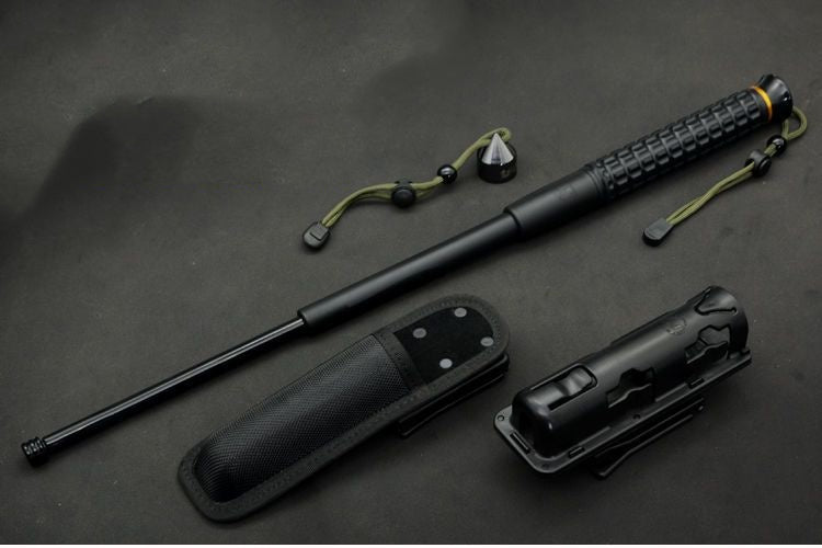 Expandable baton, hard plastic fiber polyester baton, lightweight short baton, car-mounted self-defense rubber baton