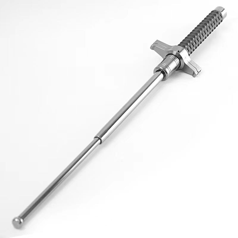 Thickened knife-blocking baton, solid telescopic stick, self-defense baton, security anti-riot martial arts equipment, tactical three-section stick