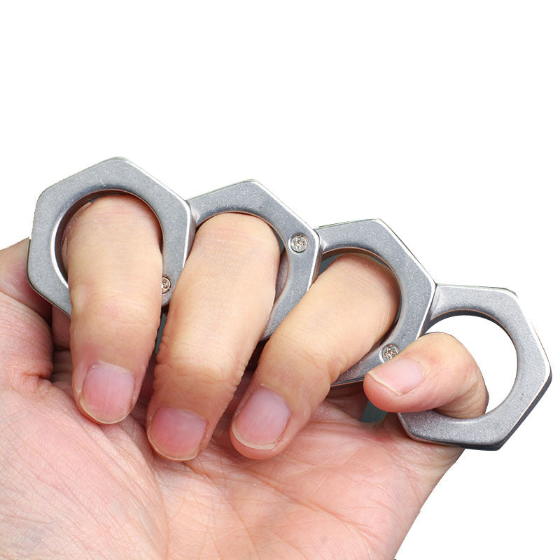 Removable Portable Metal Knuckle Duster Finger Buckle Defense Boxing Broken Window Tool Boxing Protective Gear