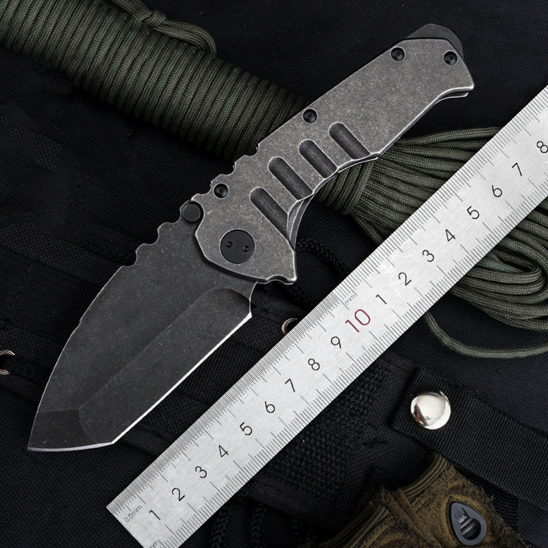 Outdoor Tactical Folding Knife 9cr18mov Sharp Blade Stone Wash Steel G10 Handle Camping Pocket Knives
