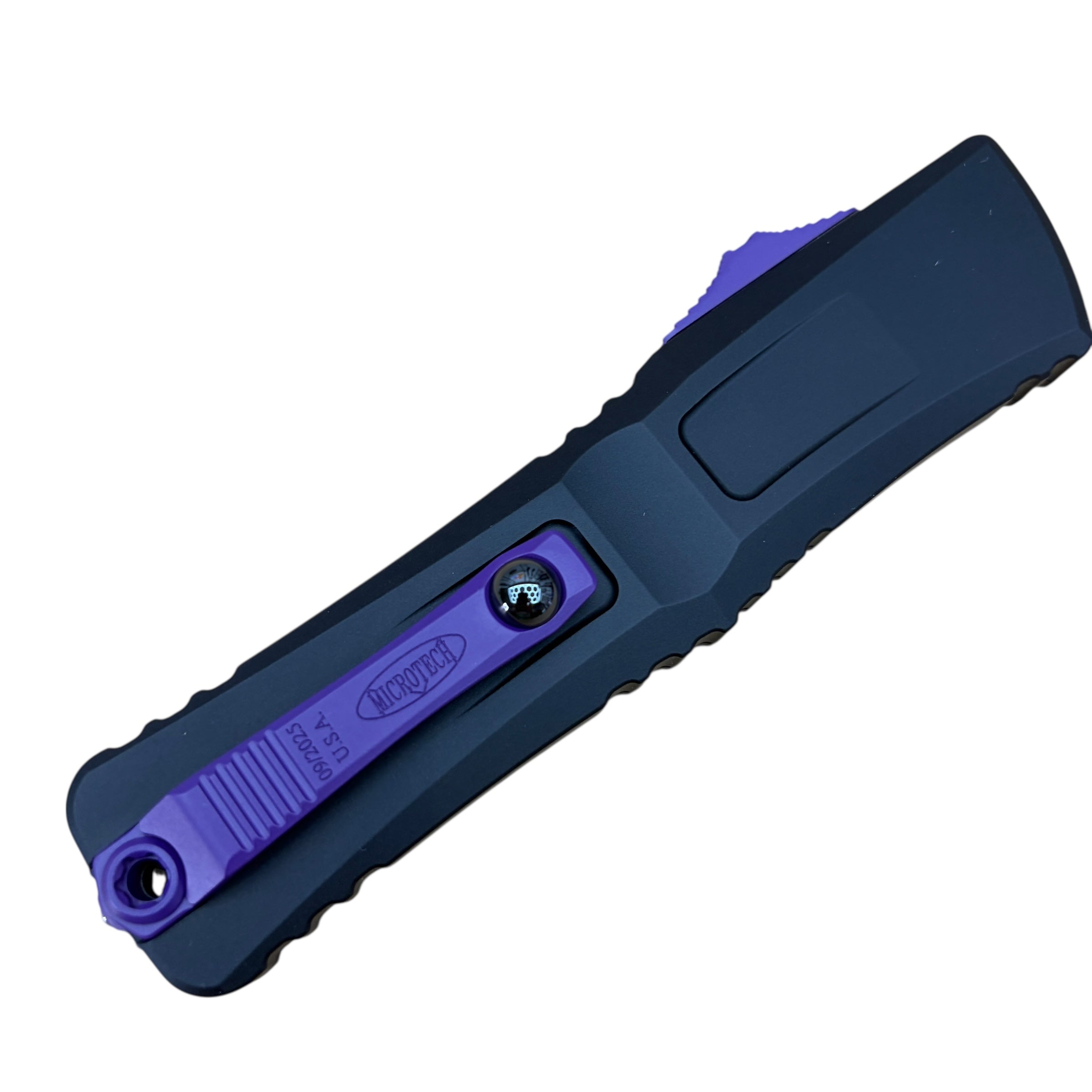 Microtech Combat Troodon Gen III T/E OTF – 4.02″ M390 Blade, Black Aluminum Handle, Purple Hardware