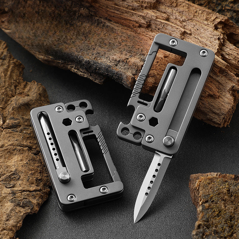 Multifunctional Titanium Pocket Hiking Bottle Opener Tool