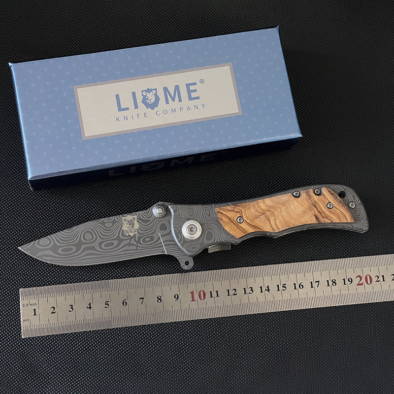 Liome 339 Damascus Pocket Folding Outdoor EDC Tool
