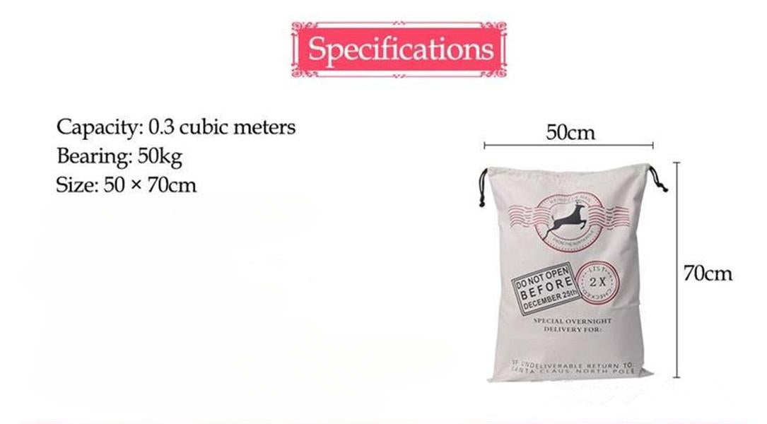 Large Thick Canvas Bag Christmas Gift Cotton Eco-Friendly Drawstring Bag