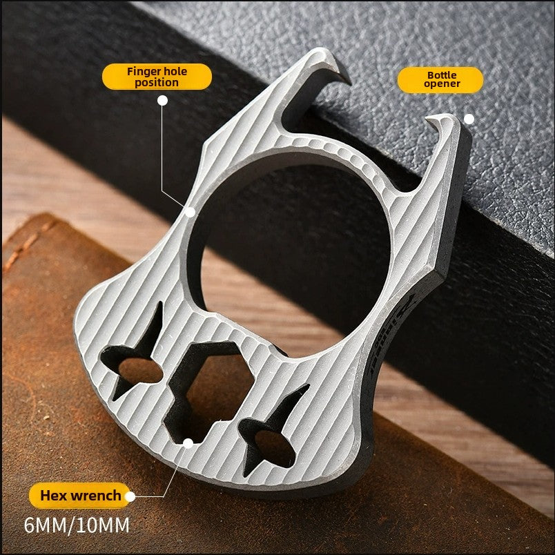Mini Multifunctional Titanium Bottle Opening EDC Tool Hung on The Keychain