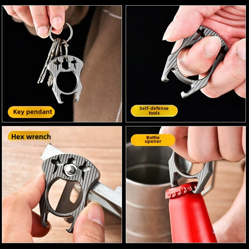Mini Multifunctional Titanium Bottle Opening EDC Tool Hung on The Keychain