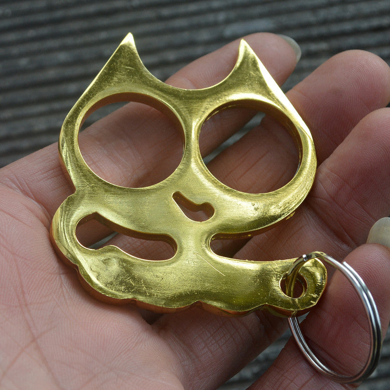 Zinc Alloy Cat with Crooked Smile Outdoor Keychain Portable EDC Tool
