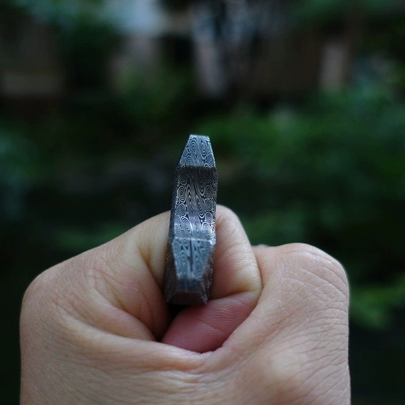 Damascus One Hole with Damask Pattern Bottle Opener EDC Tool