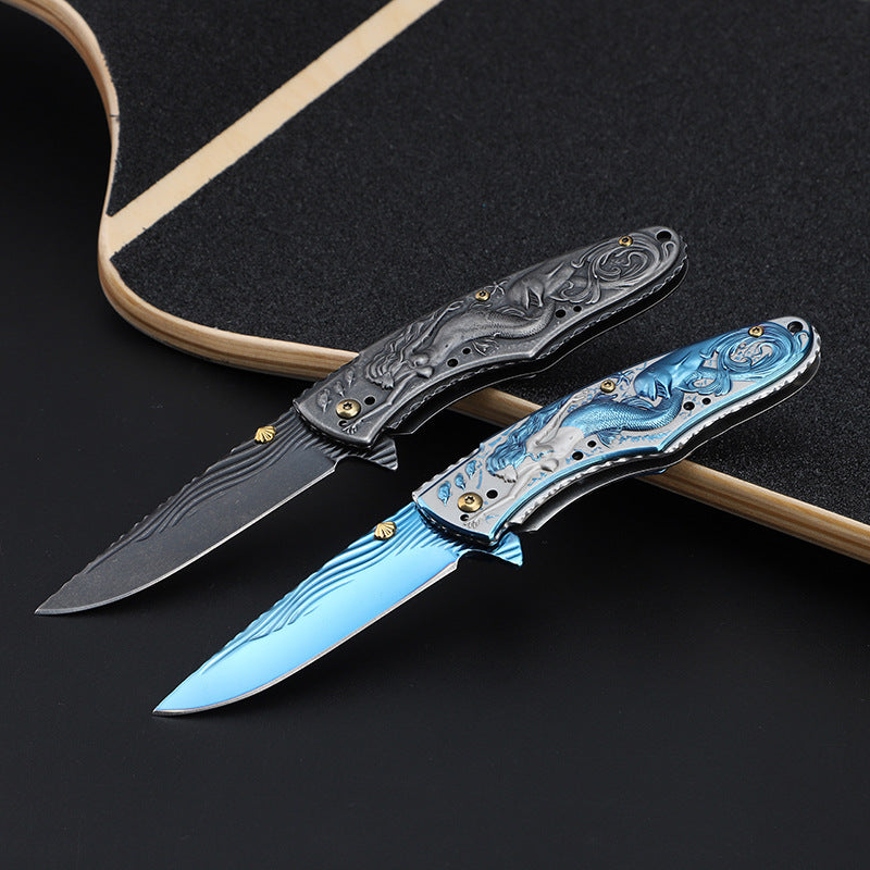 Mermaid-Embossed Handle Folding Outdoor Pocket EDC Tool