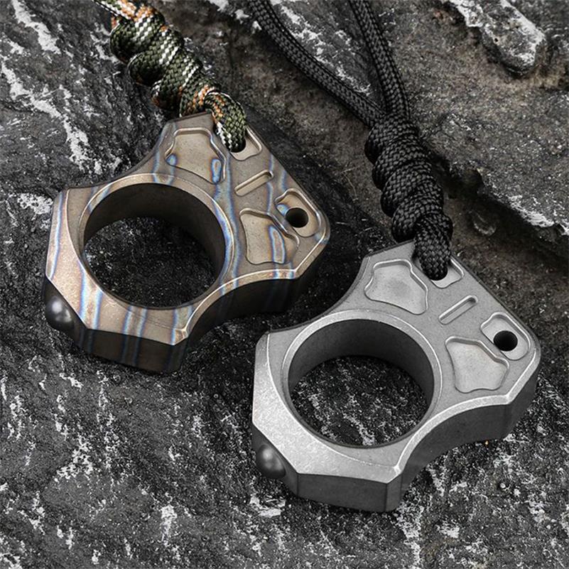 Handmade Titanium Portable Single Hole Creative EDC Outdoor Keychain Backpack Tool