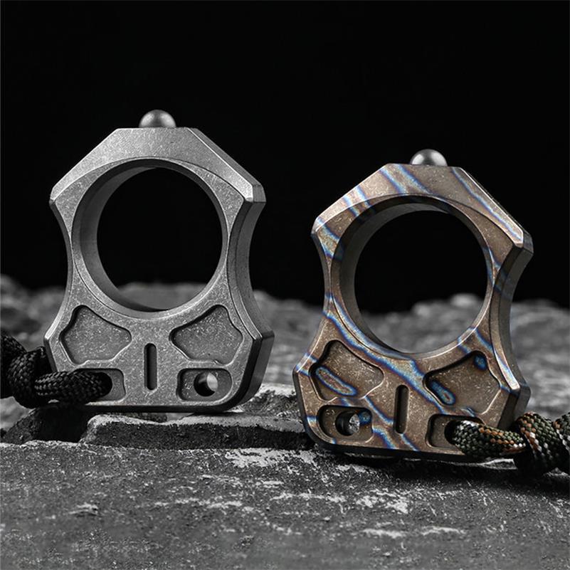 Handmade Titanium Portable Single Hole Creative EDC Outdoor Keychain Backpack Tool