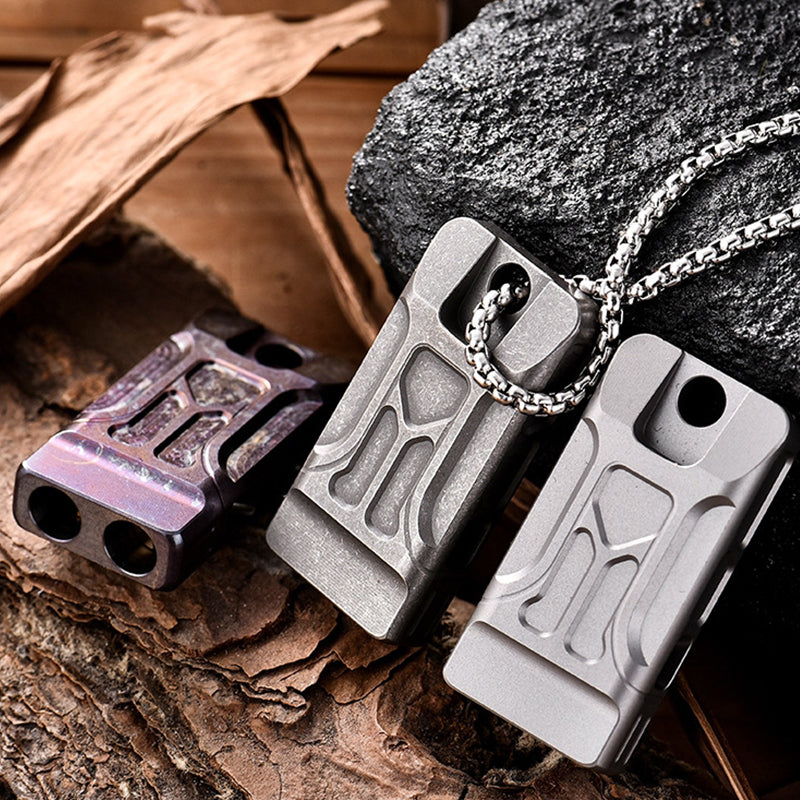Titanium Pendant Whistle Double Barrel