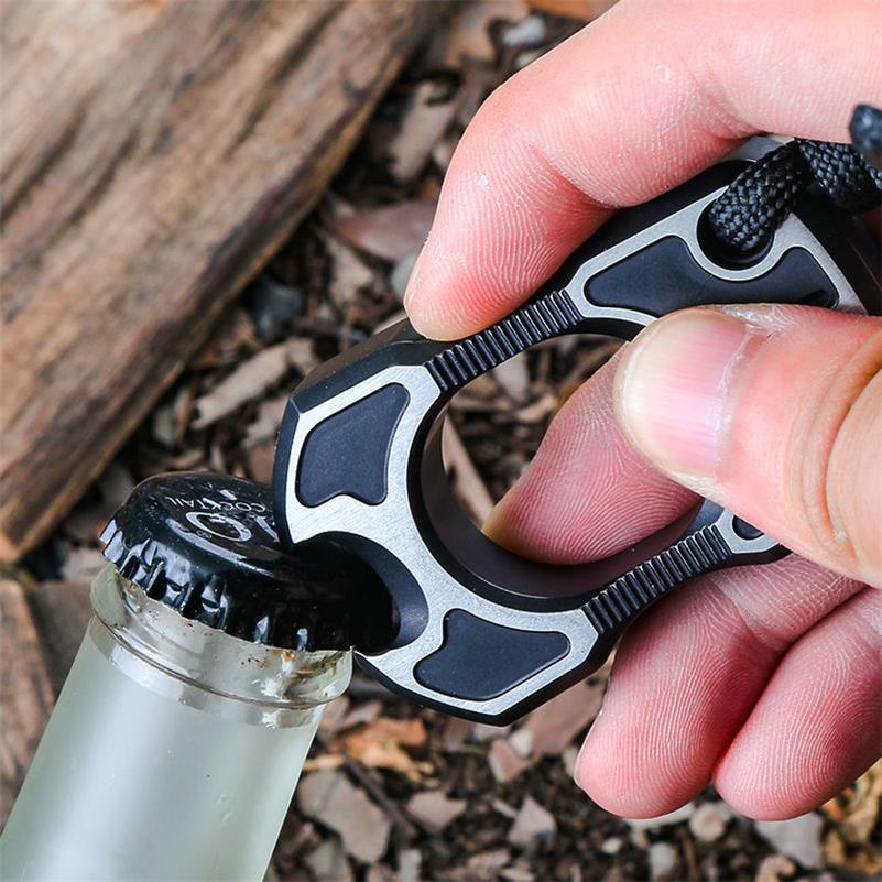 Single Finger TC4 Titanium Black Mini Bottle Outdoor EDC Tool