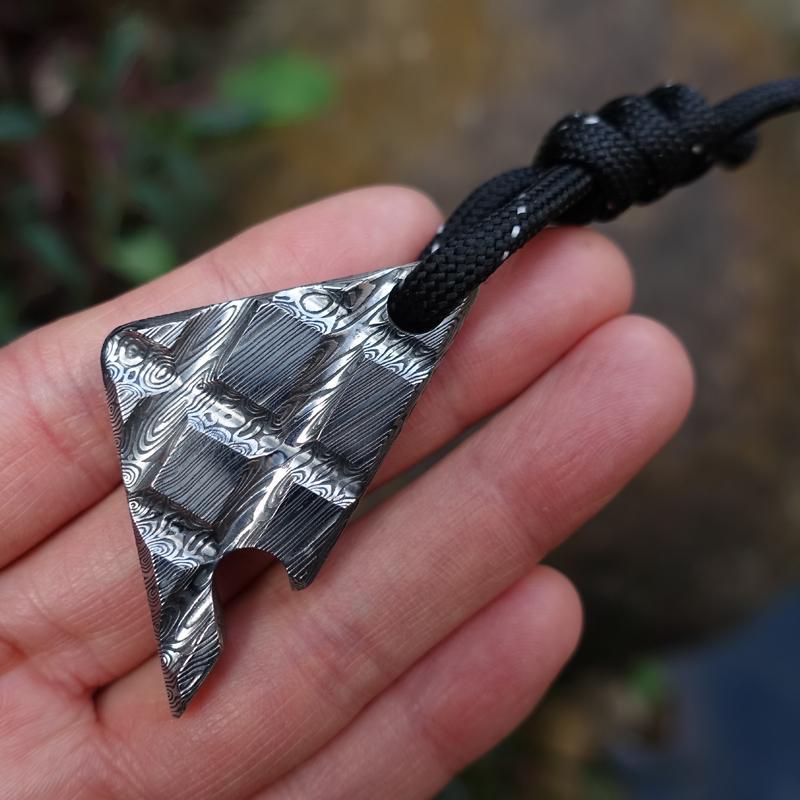 Damascus Pattern Bottle Opener Keychain Backpack Mini EDC Tool