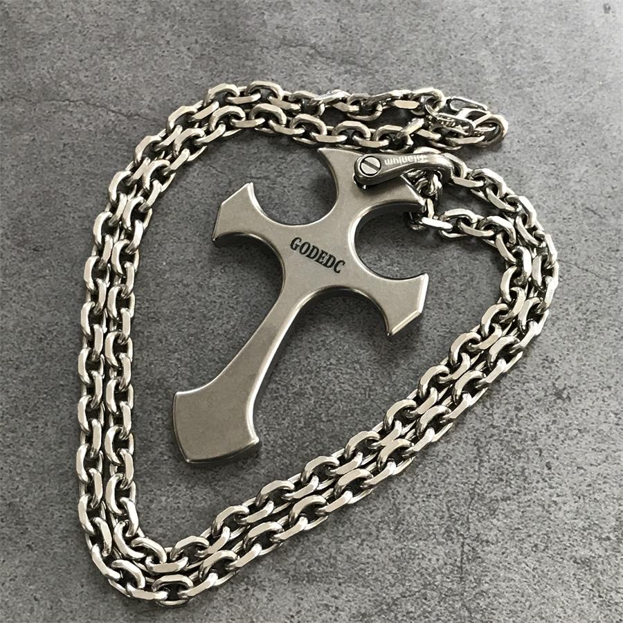 GODEDC Titanium Cross Necklace Keychain Backpack Pendant EDC Tool