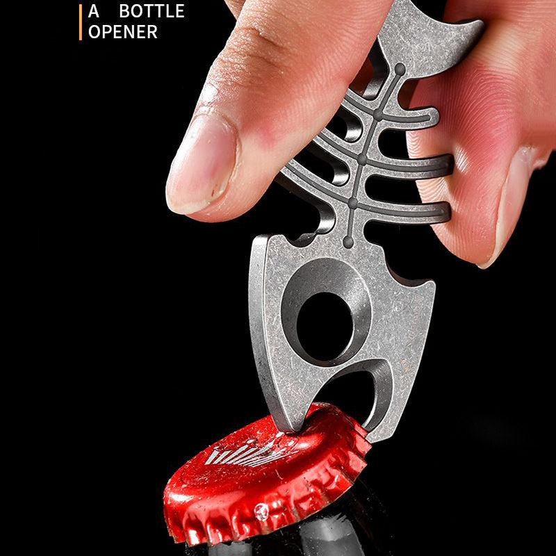 Multifunctional Rope Hole Bottle Opener Titanium EDC Tool Hung on Backpack