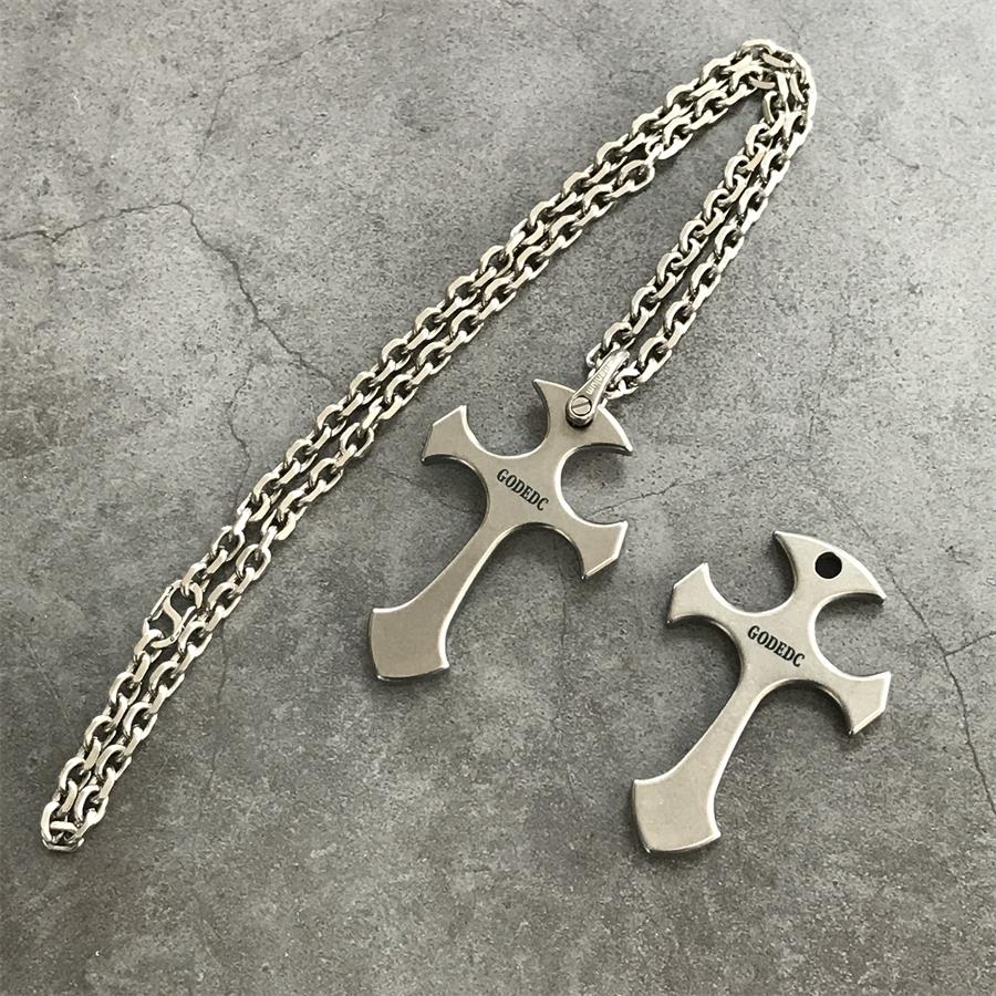 GODEDC Titanium Cross Necklace Keychain Backpack Pendant EDC Tool
