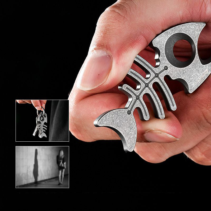 Multifunctional Rope Hole Bottle Opener Titanium EDC Tool Hung on Backpack