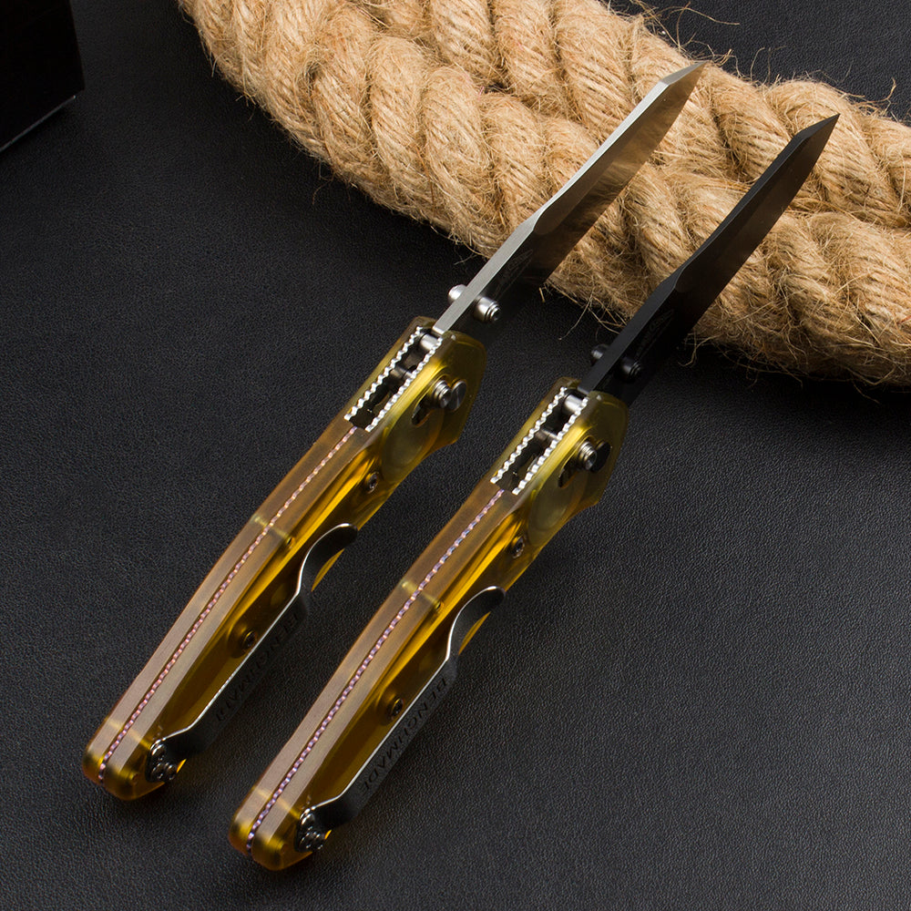 BM940 Transparent Yellow Handle D2 Steel Outdoor Folding Tool