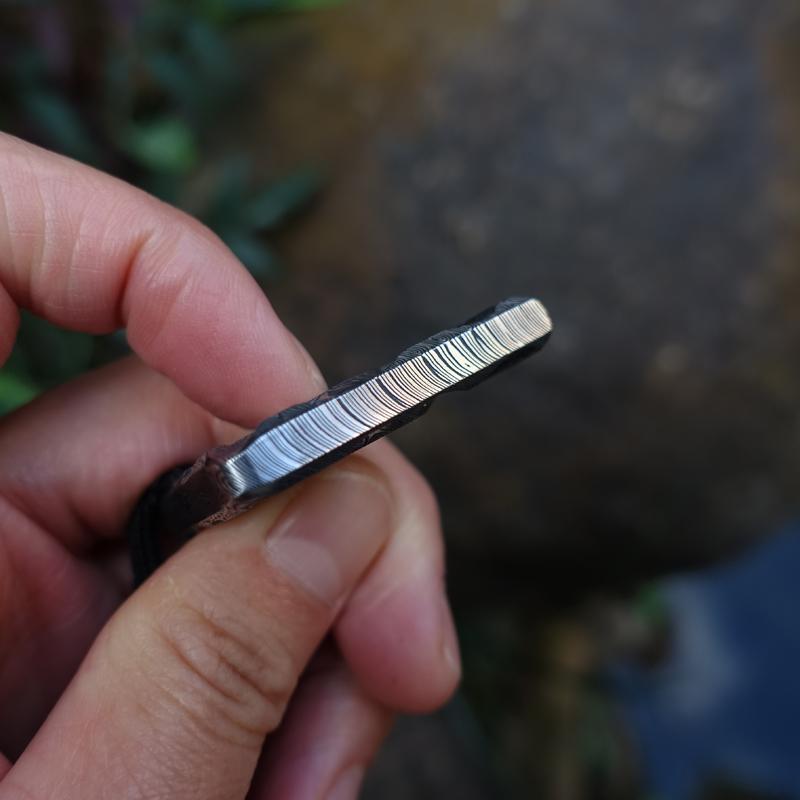 Damascus Pattern Bottle Opener Keychain Backpack Mini EDC Tool