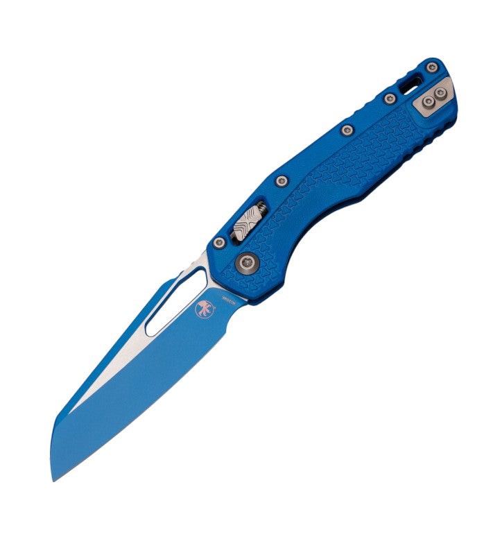 Microtech MSI Ram‑Lok S/E 210T-1PMCBL – 3.88" M390MK Blue Cerakote Sheepsfoot Blade, Tri‑Grip Polymer, Manual Crossbar Lock