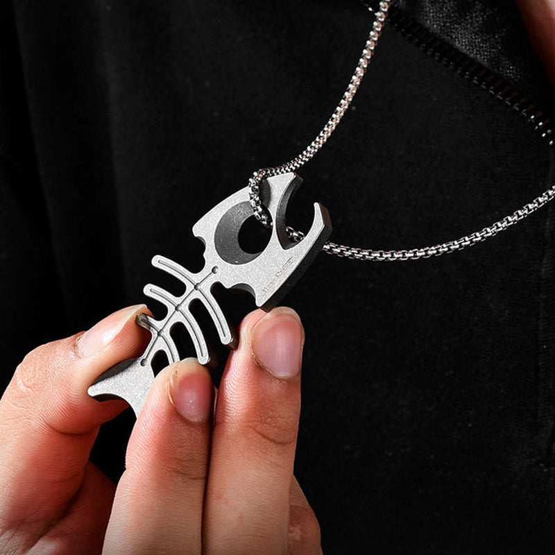 Multifunctional Rope Hole Bottle Opener Titanium EDC Tool Hung on Backpack