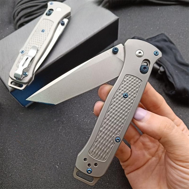 BM537GY M390 Steel Titanium Alloy Handle Outdoor Folding Tool