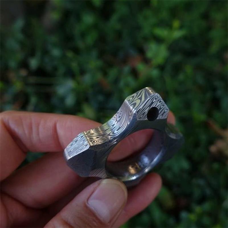 Damascus One Hole with Damask Pattern Bottle Opener EDC Tool