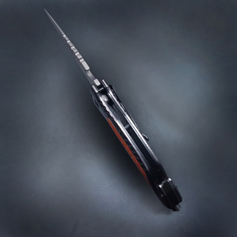 Multifunctional Folding Outdoor Wood and Steel Handle EDC Tool